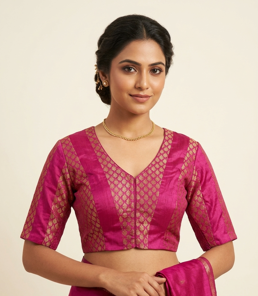 Pink Brocade Blouse for festive and wedding wear