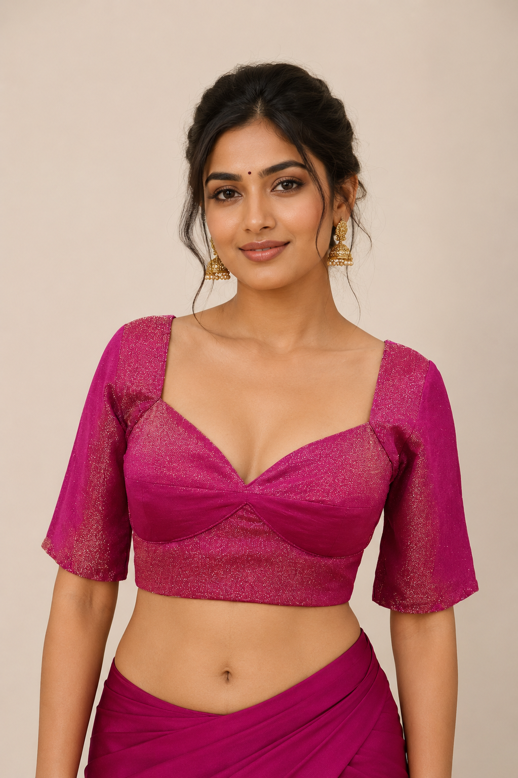 Tissue blouse with bead work