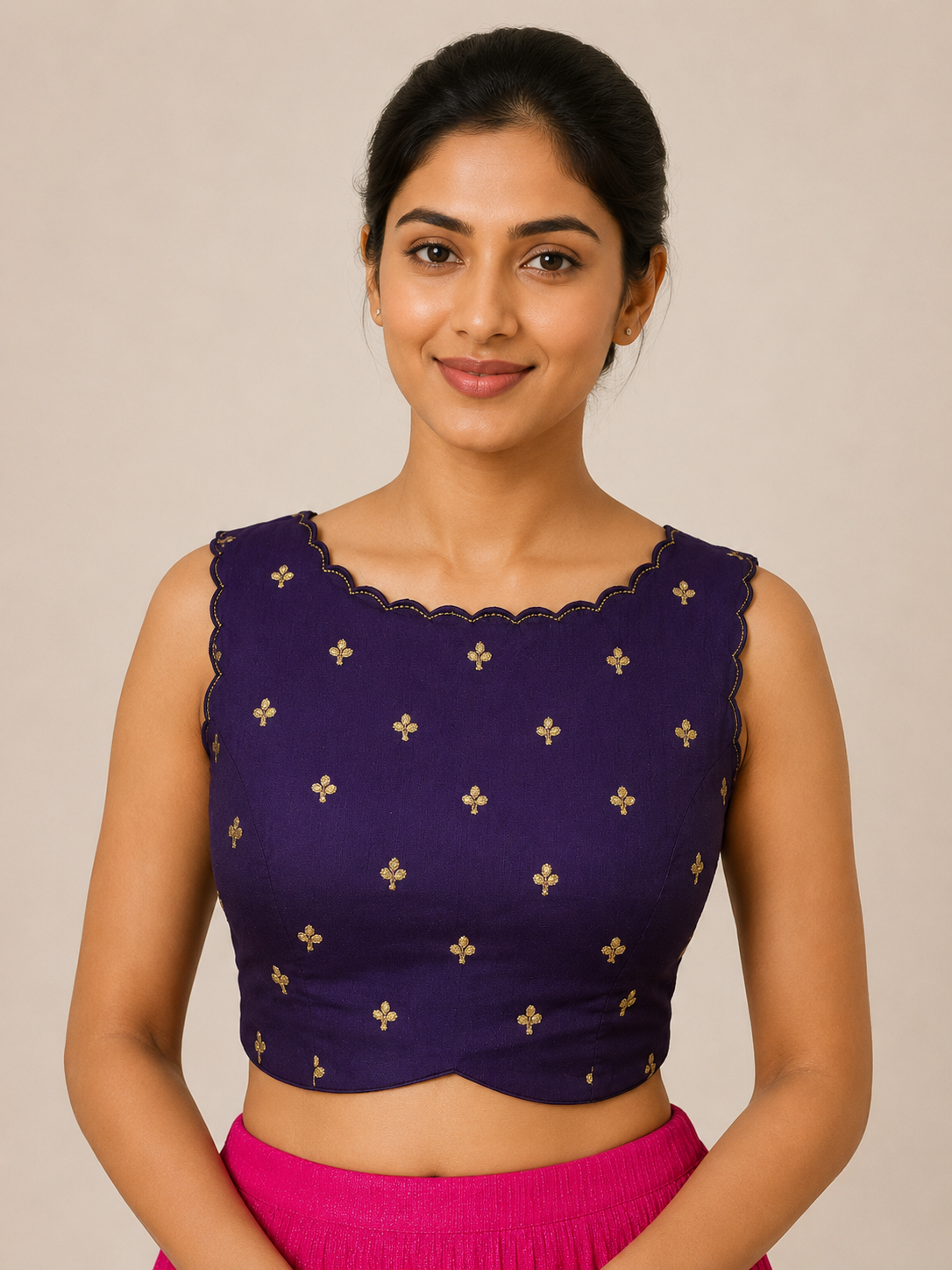 Banglore Silk Blouse with scalloping  for festive and wedding wear