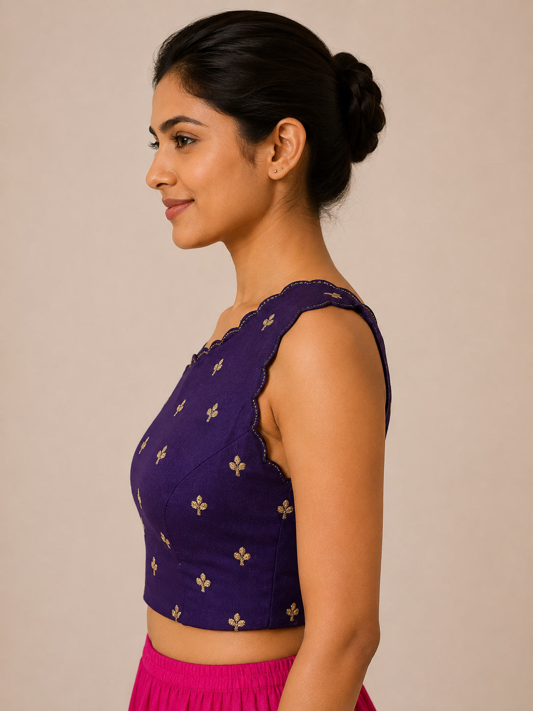 Banglore Silk Blouse with scalloping  for festive and wedding wear