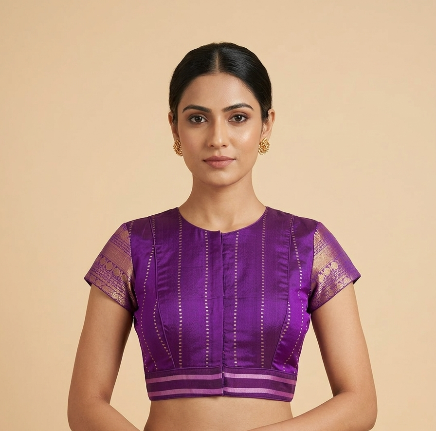 Purple silk blouse with Silk Kanchi Border