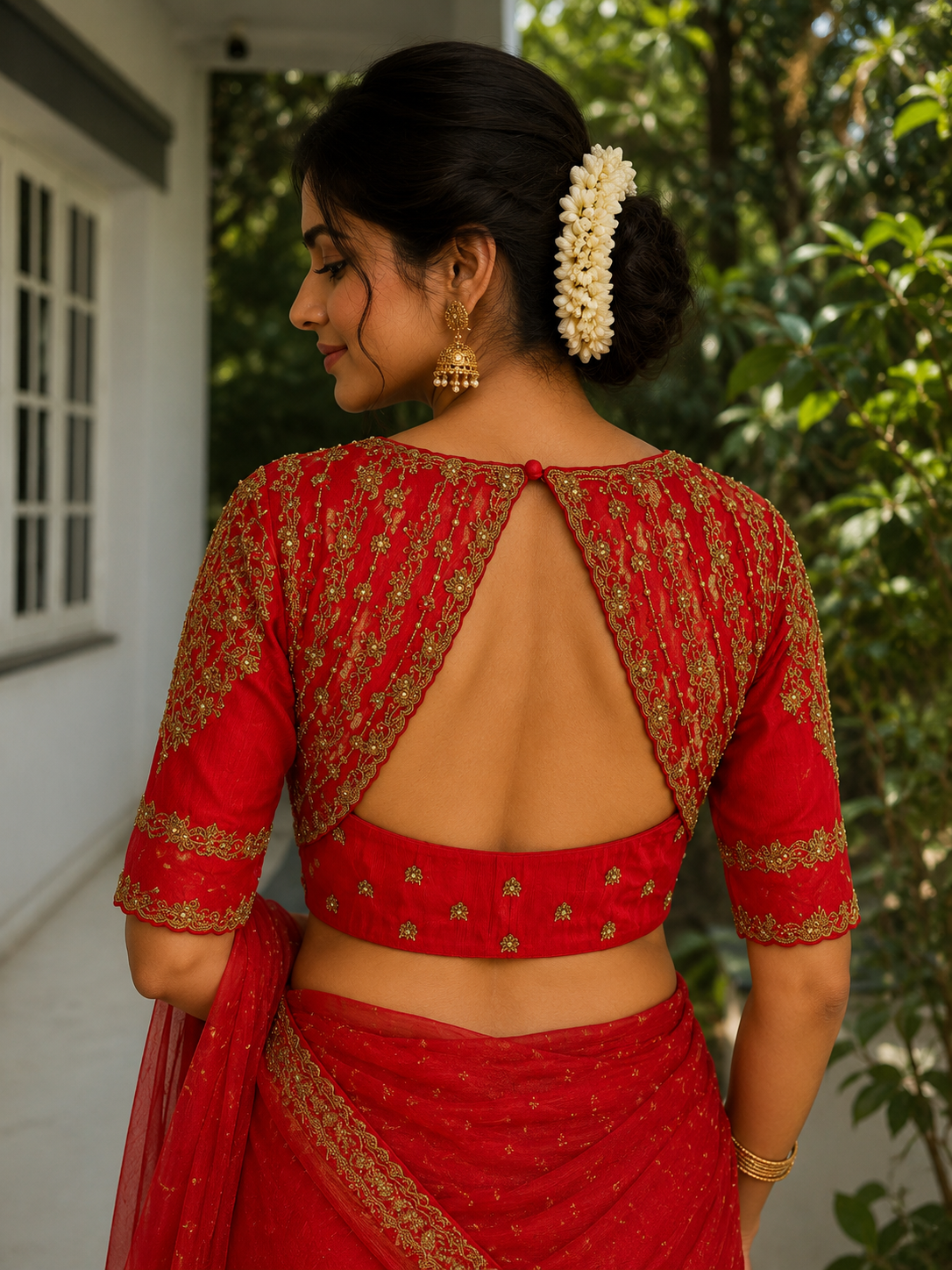 Red Hand Embroidered Blouse  for wedding and festive wear