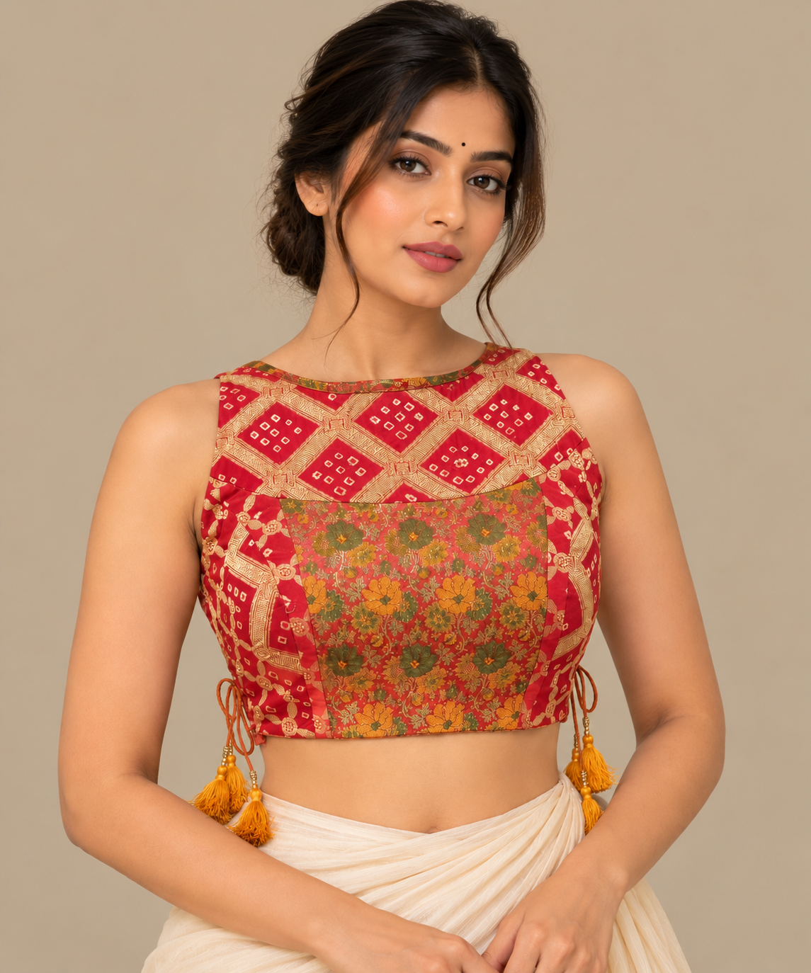 Patchwork Sleeveless Blouse
