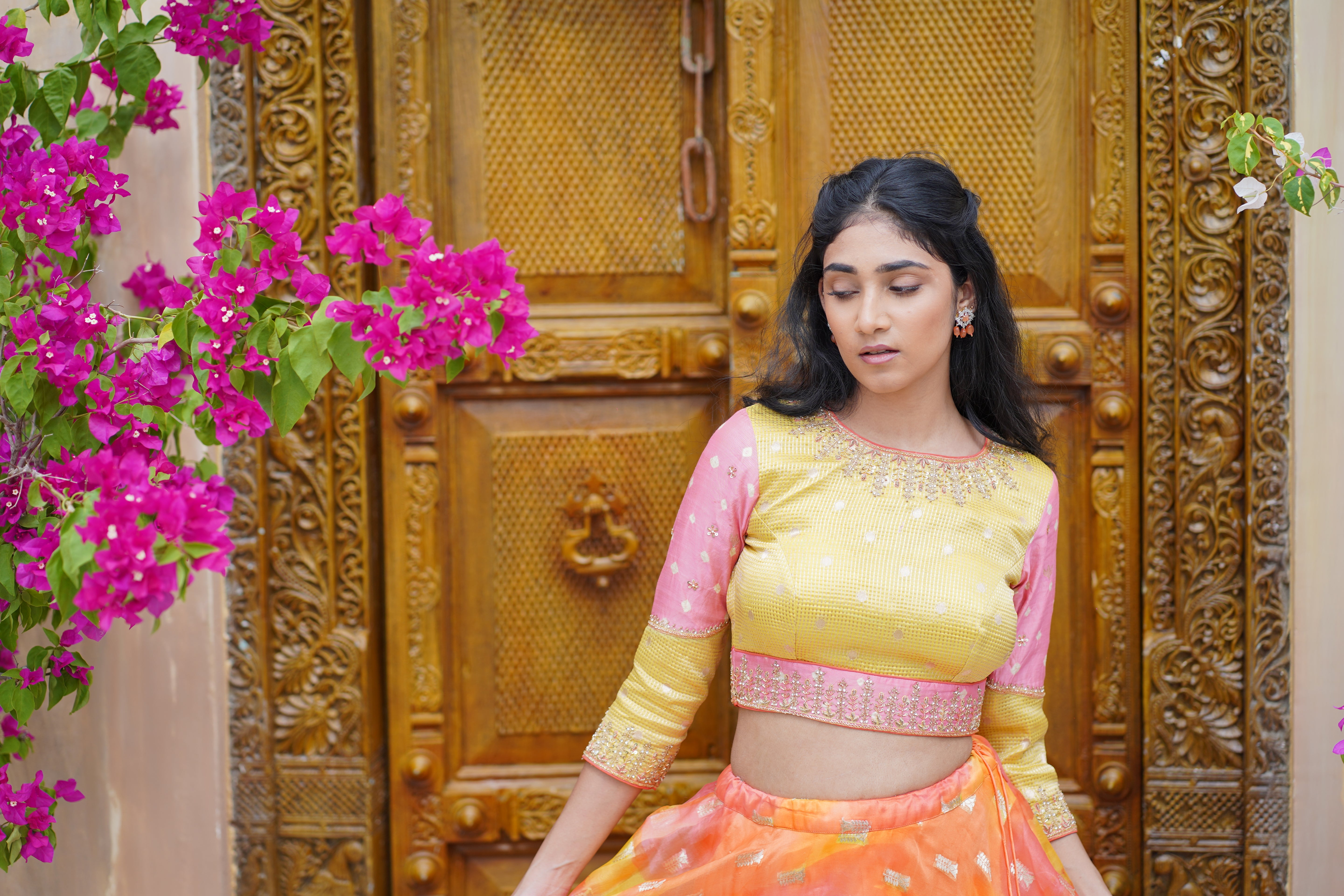 Orange Organza Skirt and Crop top