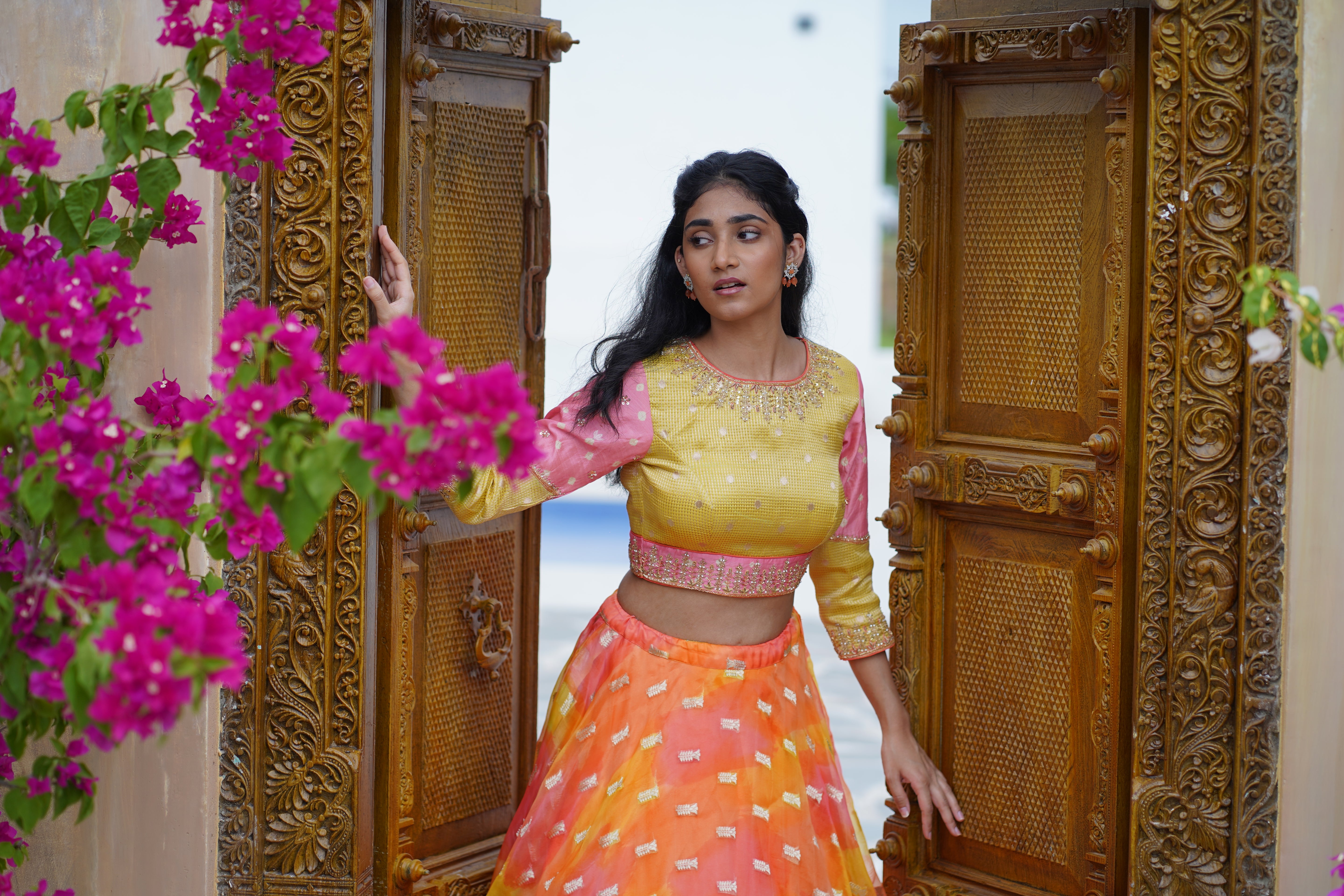 Orange Organza Skirt and Crop top