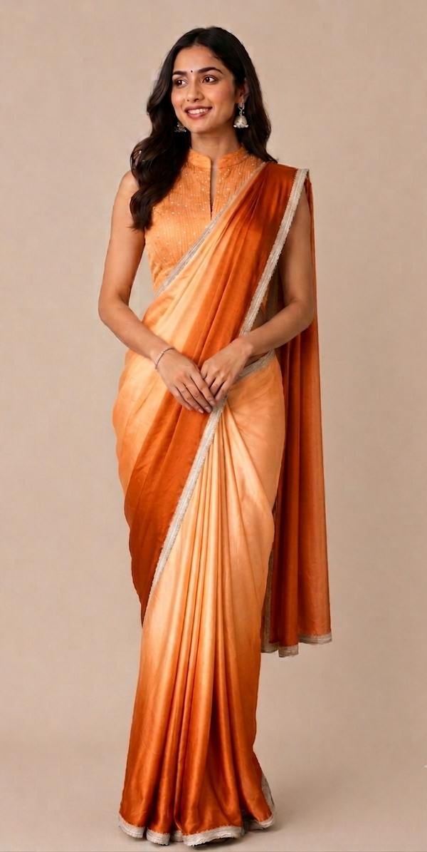 Shaded Modal Satin saree with Banaras Tissue Blouse