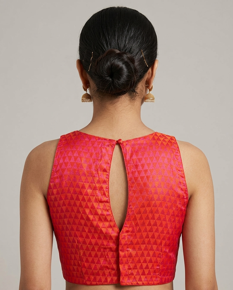 Two-tone silk Halter Neck blouse