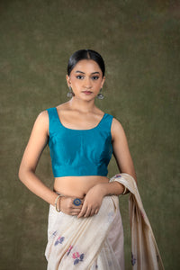 Blue Sleeveless Blouse for wedding and festive wear