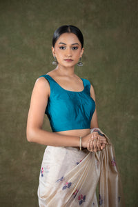 Blue Sleeveless Blouse for wedding and festive wear