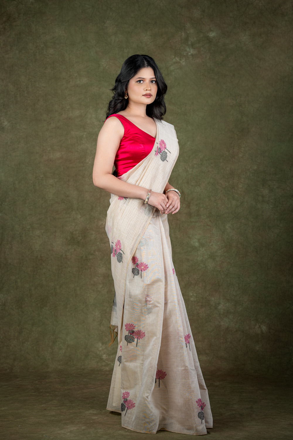 Beige Muga silk saree