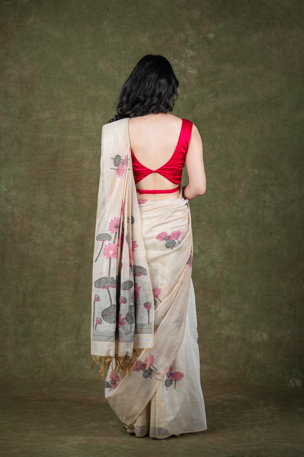 Beige Muga silk saree