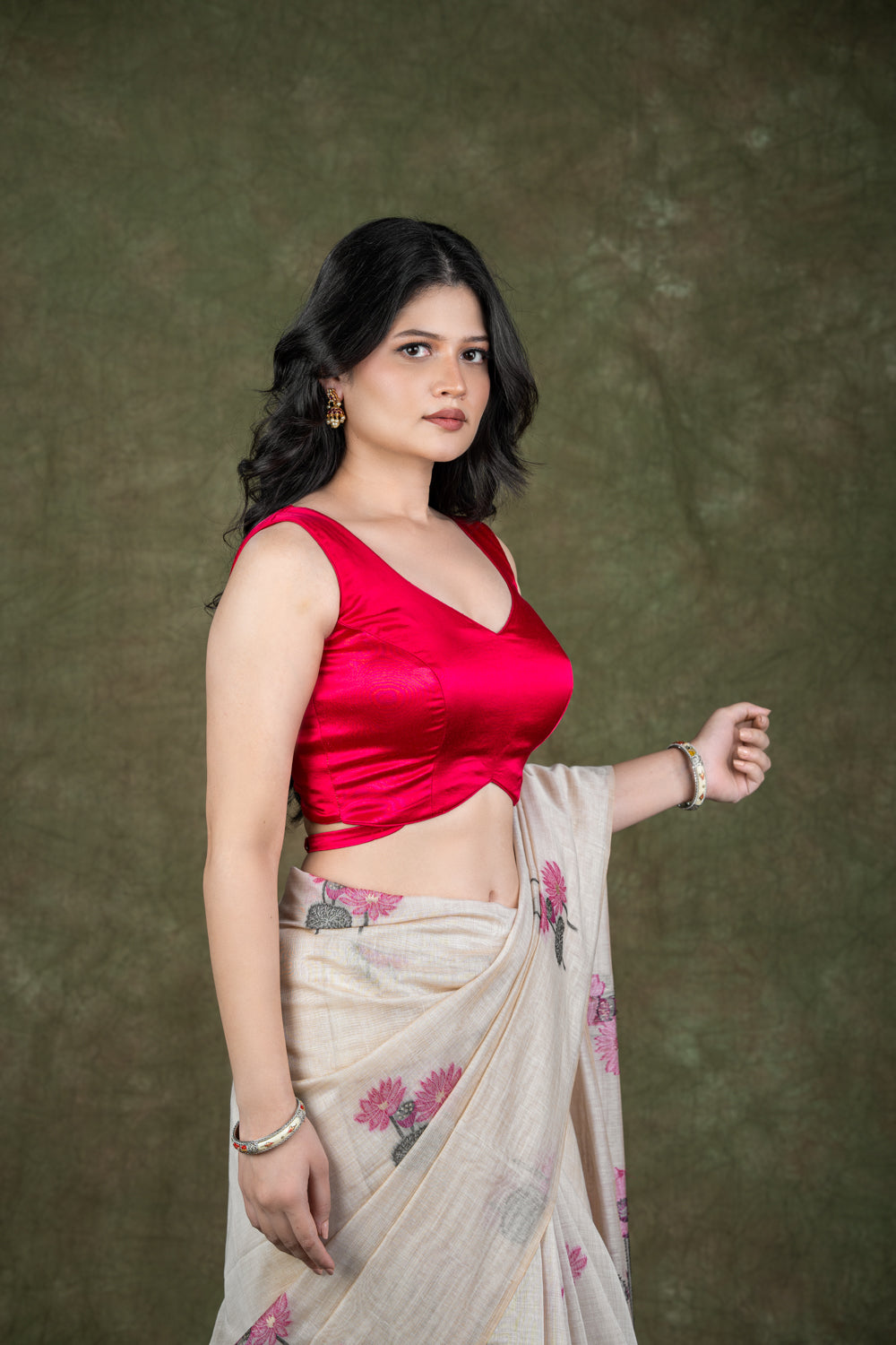 Pink Sleeveless Mashru Blouse