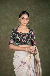 Black Paisley printed Blouse for wedding and festive wear