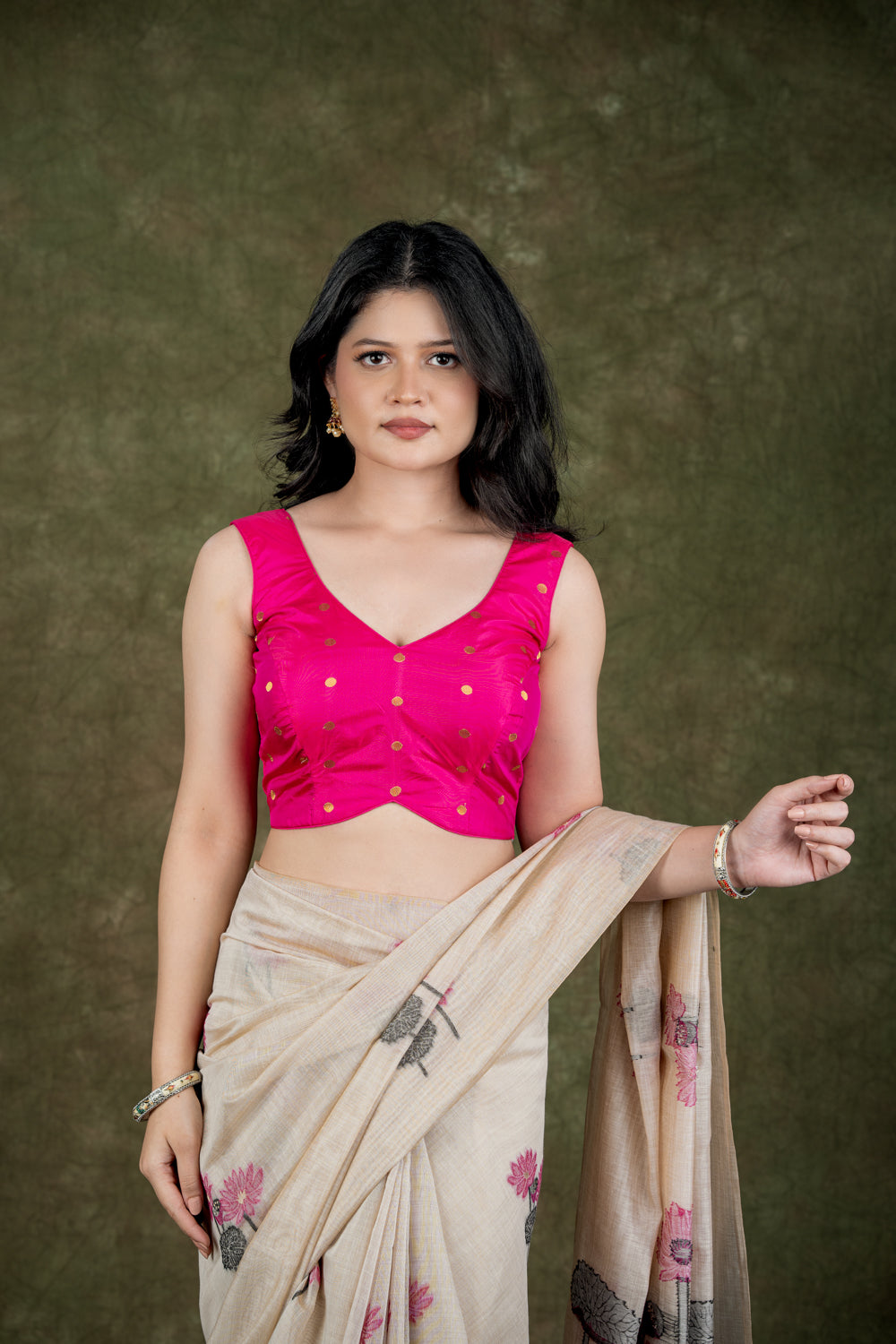 Pink Sleeveless Banaras Brocade Blouse