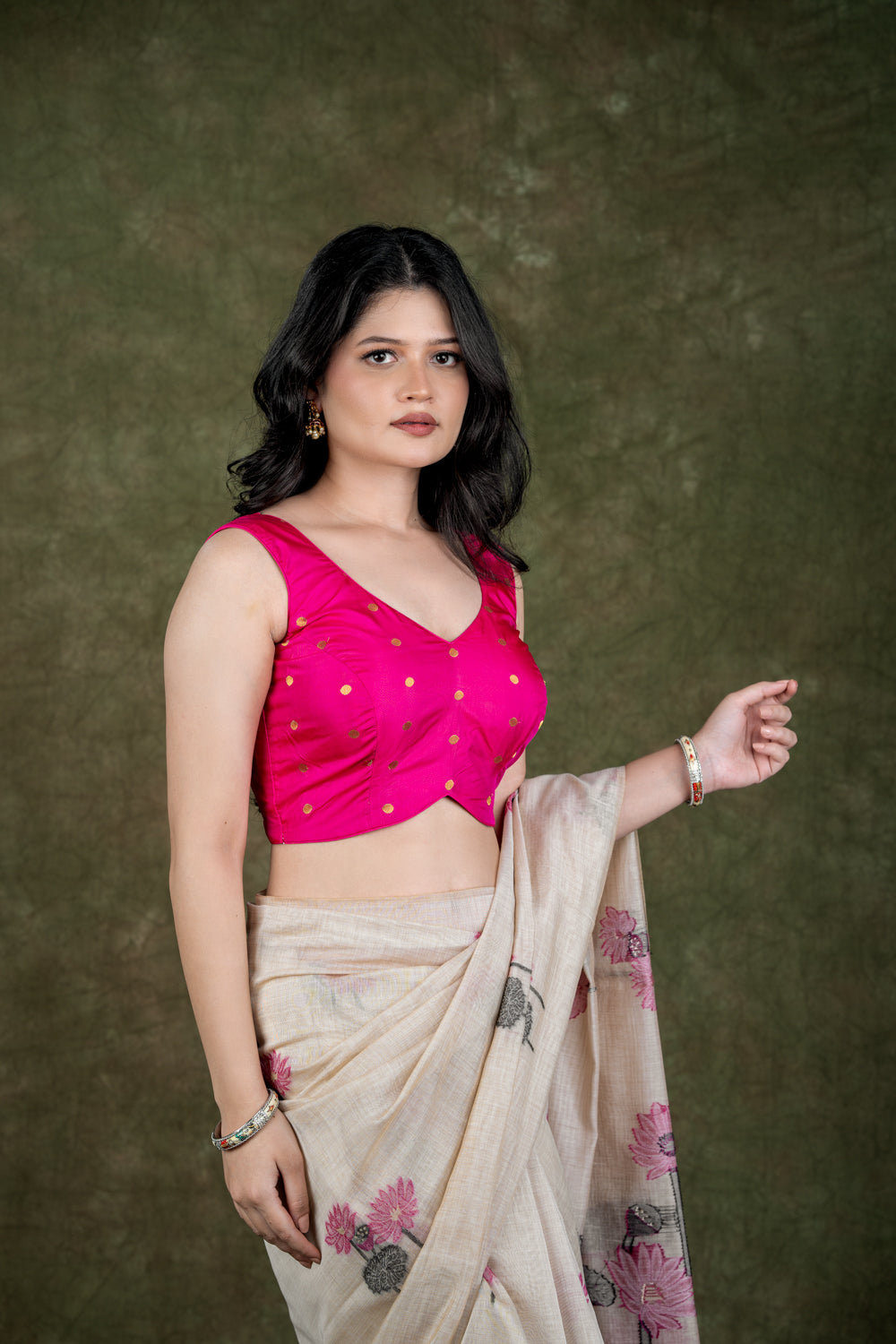 Pink Sleeveless Banaras Brocade Blouse