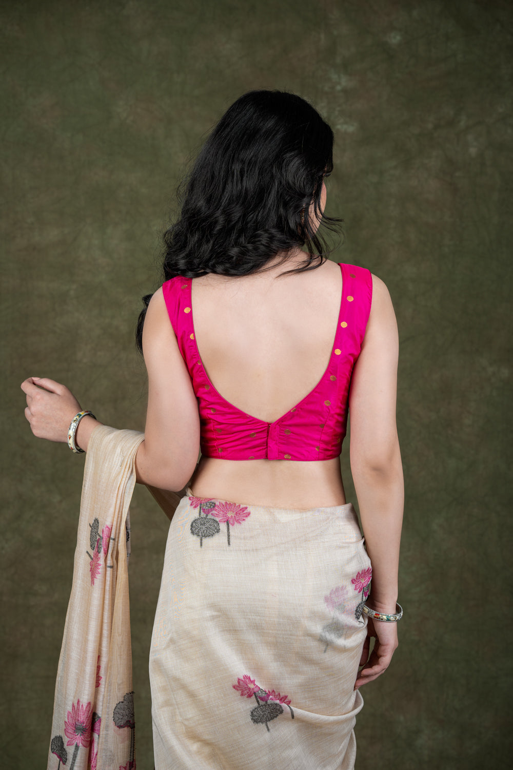 Pink Sleeveless Banaras Brocade Blouse