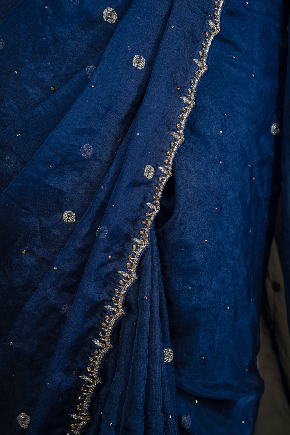 Navy Blue Organza Saree