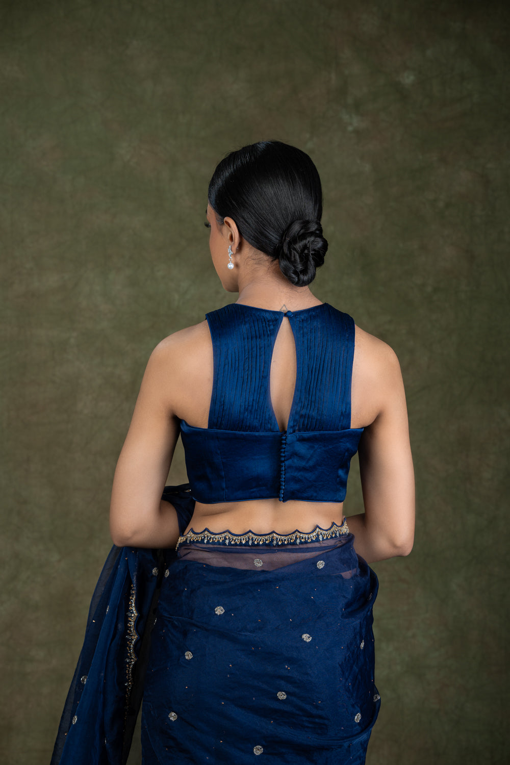 Navy Blue Organza Saree