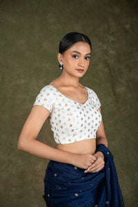 Cream Brocade Blouse for wedding and festive wear for wedding and festive wear