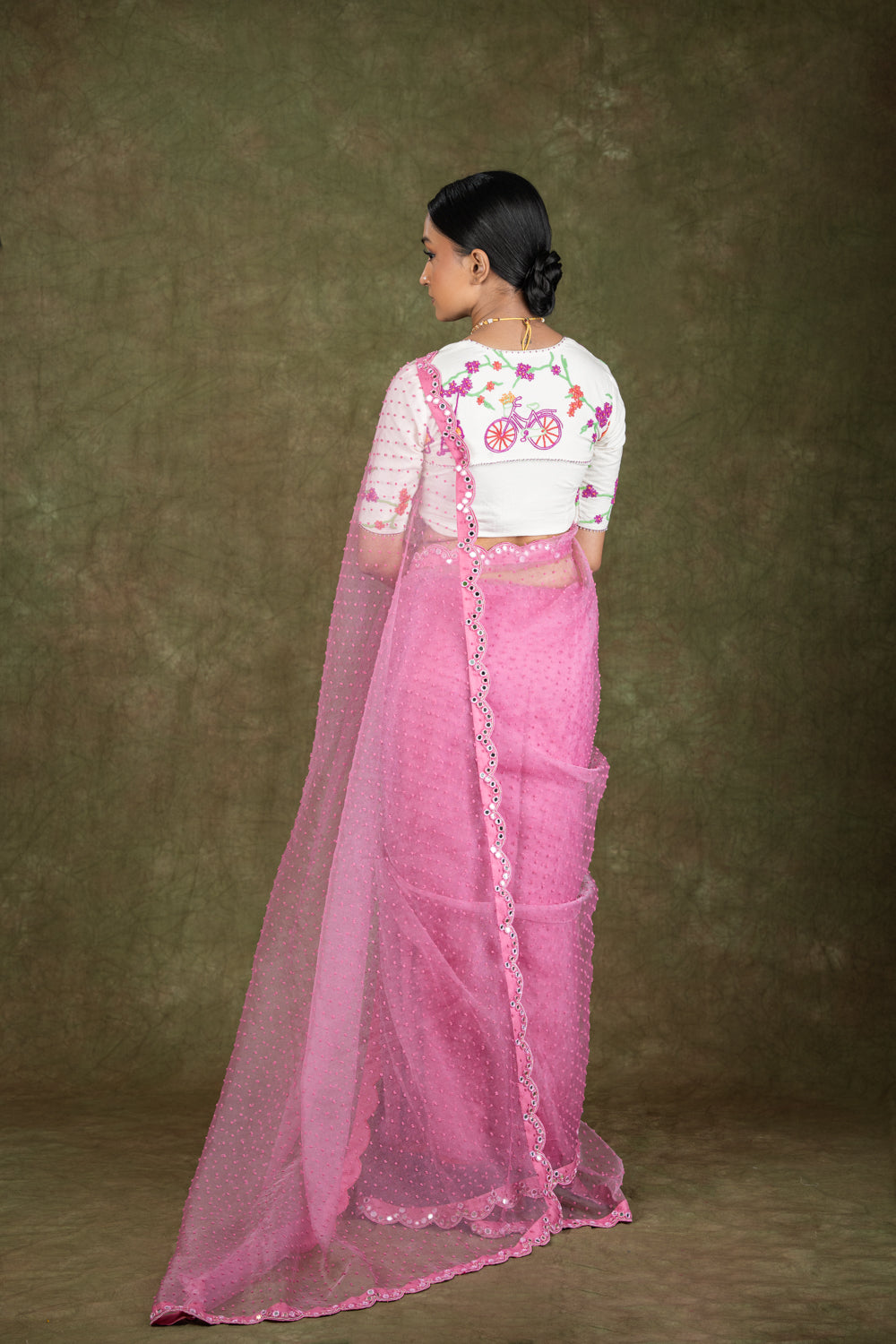 Onion Pink Organza Saree set