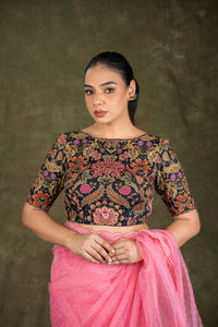 Black Floral Printed Blouse for wedding and festive wear
