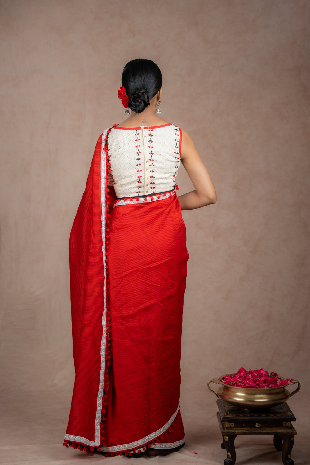 Red Ghicha silk saree