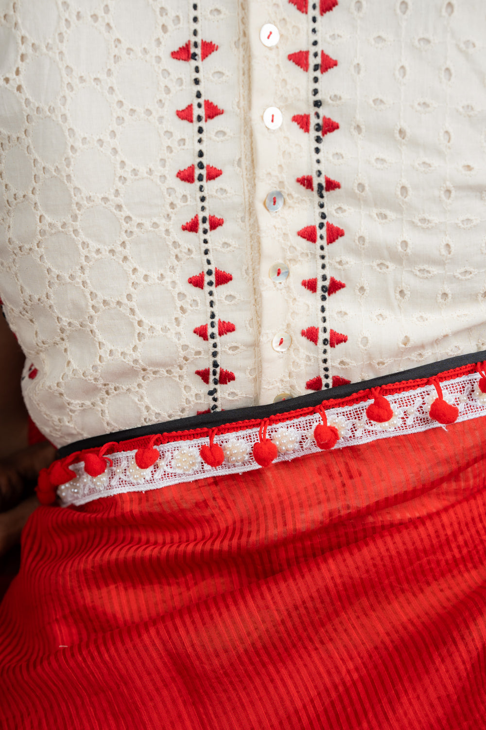 Red Ghicha silk saree