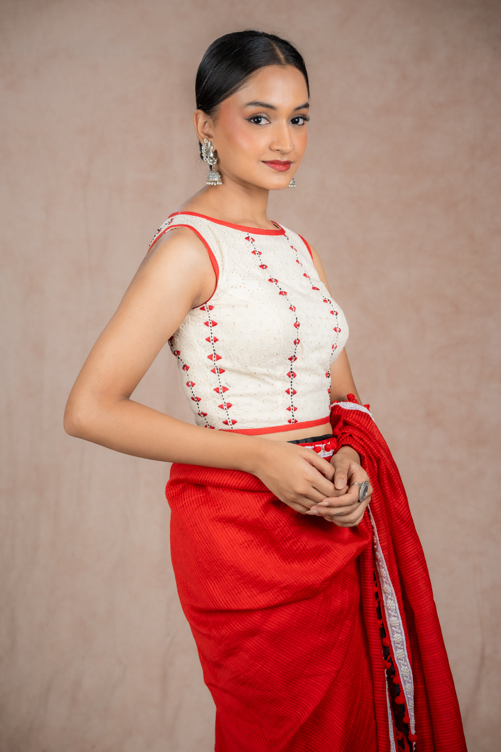 Red Ghicha silk saree