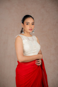 Cream Border Blouse for wedding and festive wear