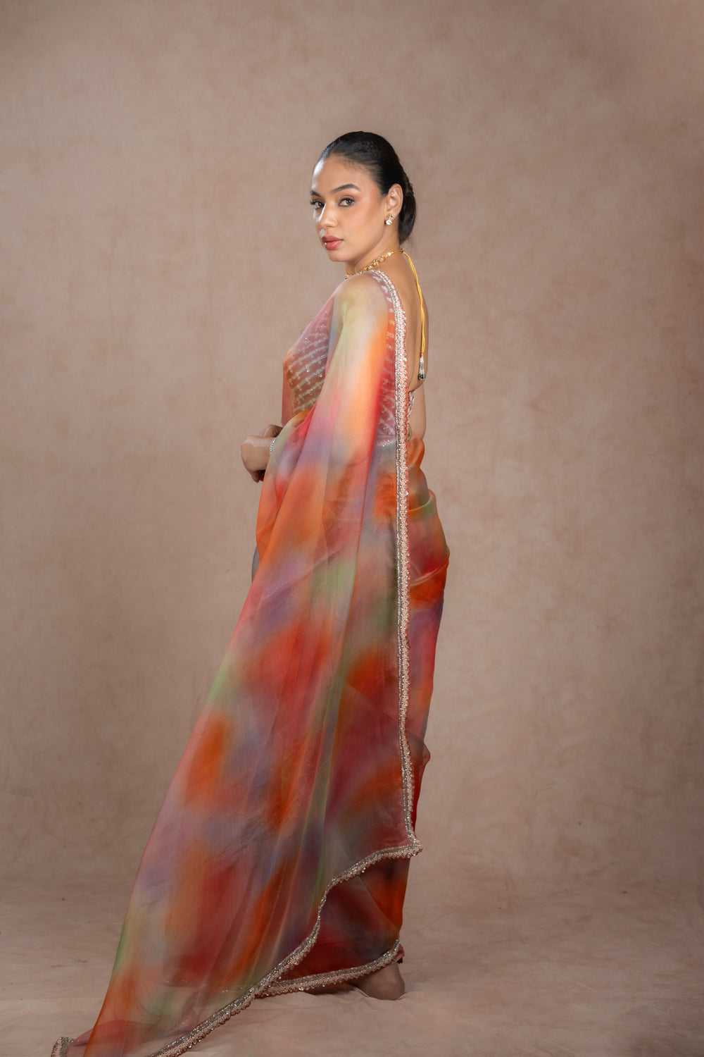 Multi-colored organza saree