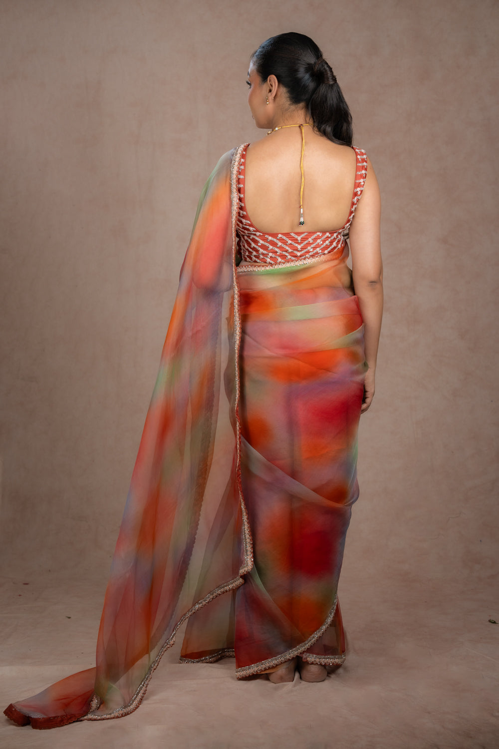 Multi-colored organza saree