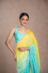 Dual-coloured leheriya saree for wedding and festive wear