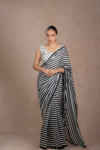 Black And White Striped Saree for wedding and festive wear