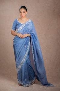 Powder Tissue Organza Saree Set for wedding and festive wear
