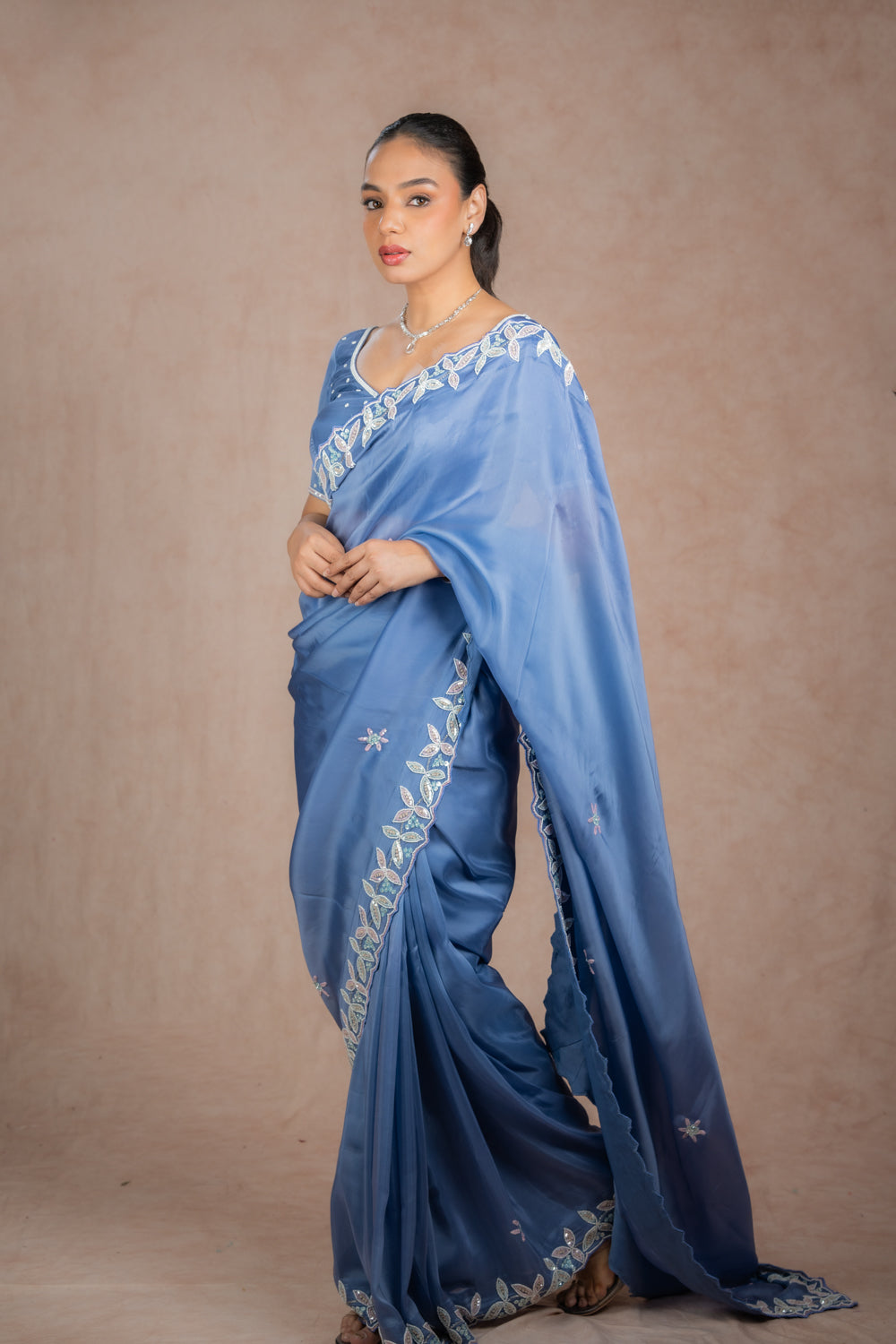 Powder Tissue Organza Saree Set