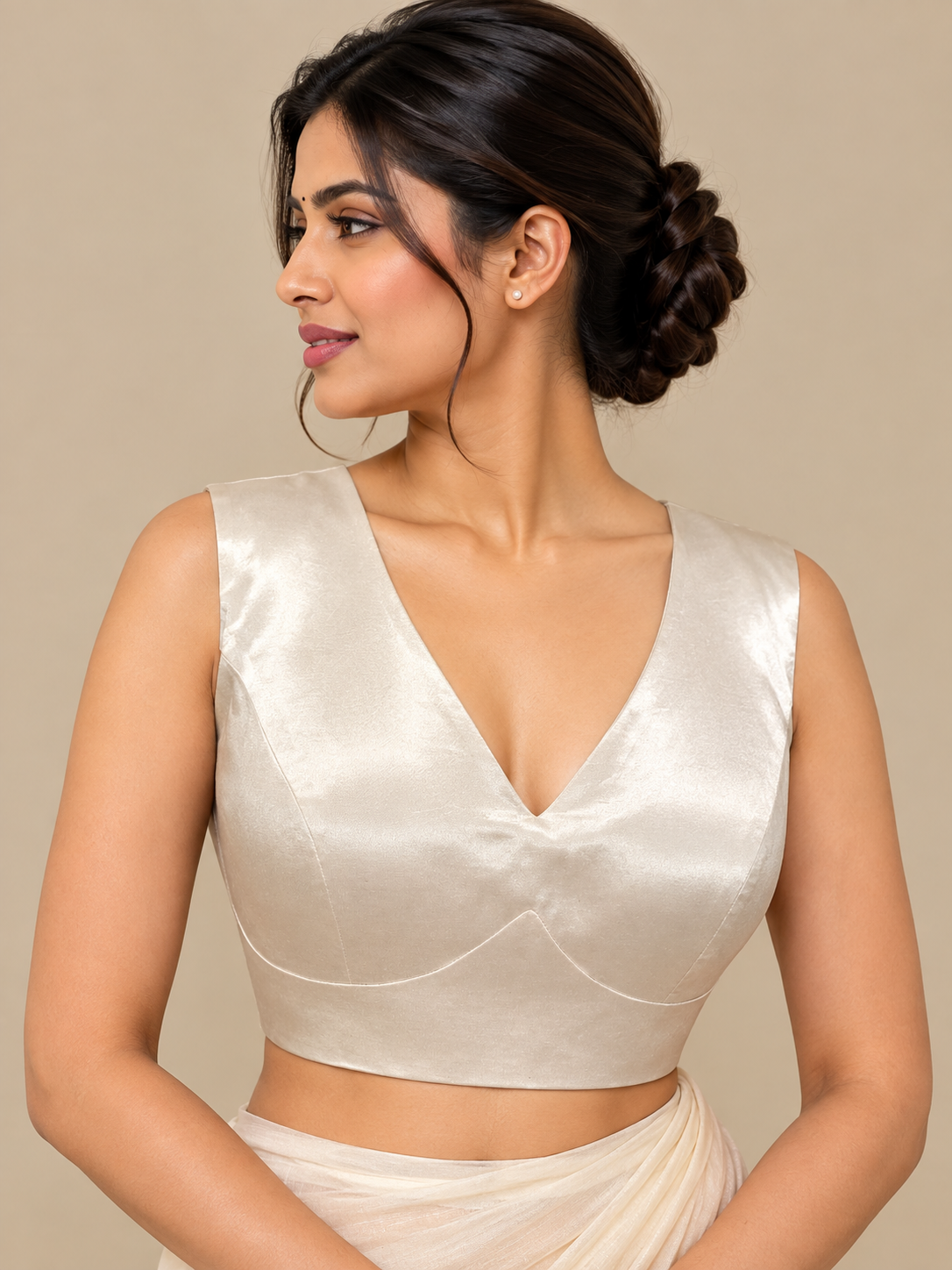Mashru silk Sleeveless Blouse