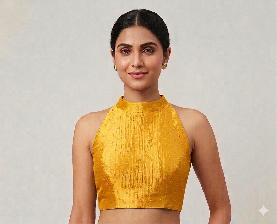 Wine pink Banarsi Halter Neck blouse