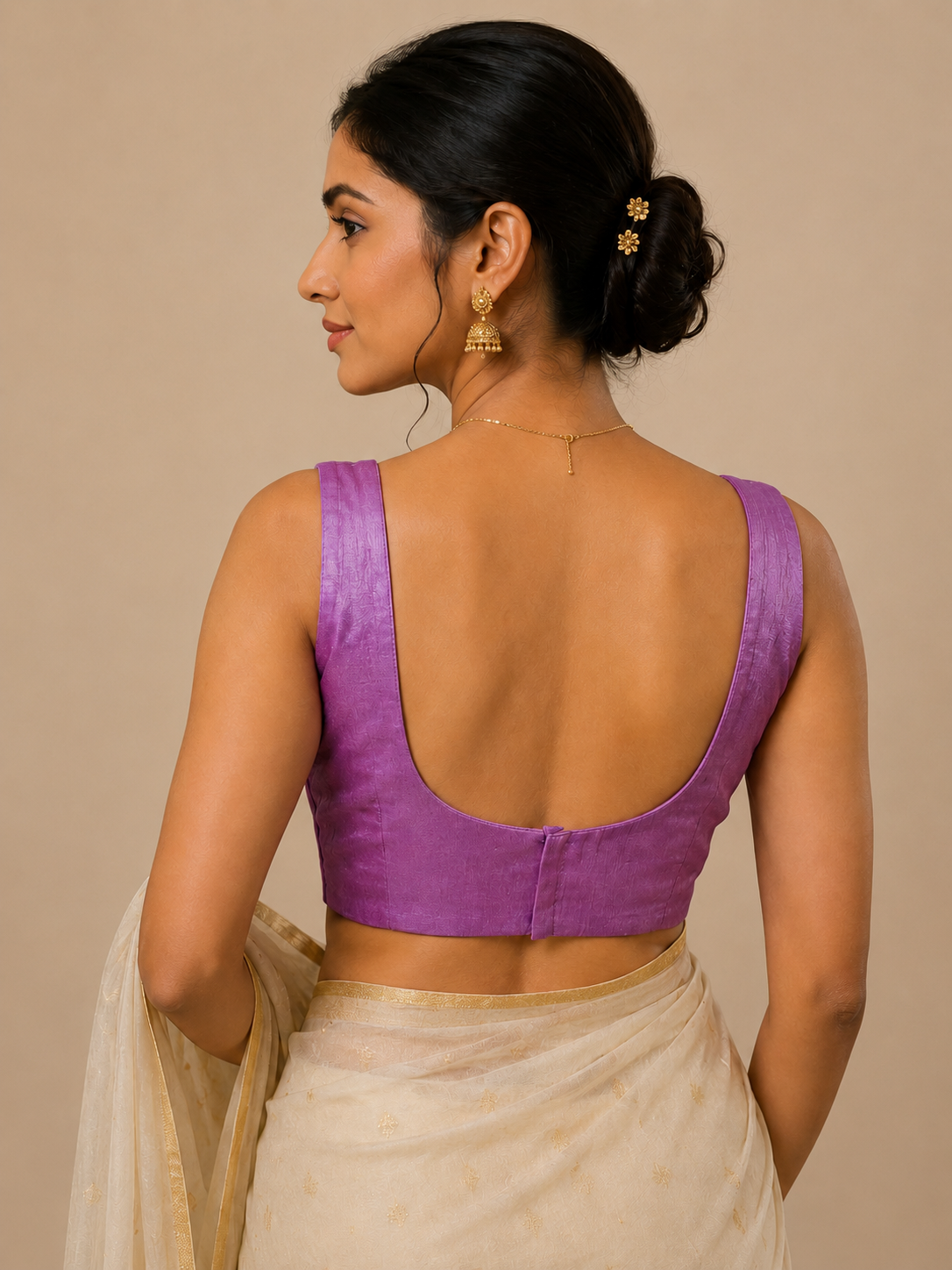 Plain Bangalore silk Blouse with Side Shirring