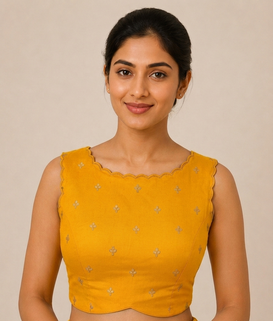 Banglore Silk Blouse with scalloping  for festive and wedding wear