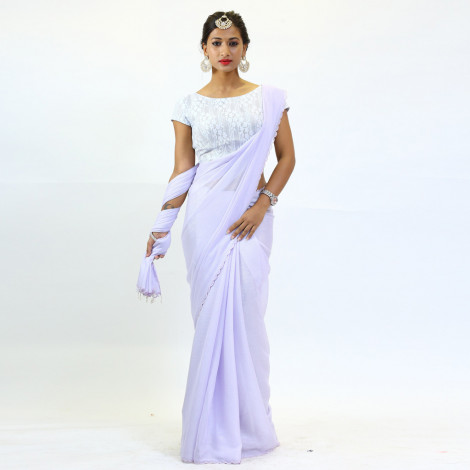 Lilac Shimmer Georgette Saree