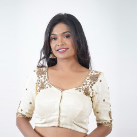 Cream Blouse with Butterfly Zardosi embroidery