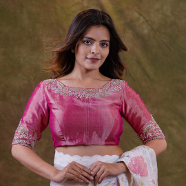 Pink tissue embroidered blouse