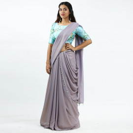 Lilac Shimmer Georgette Saree 2