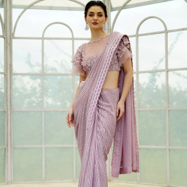 Mauve Saree with Embroidered Blouse